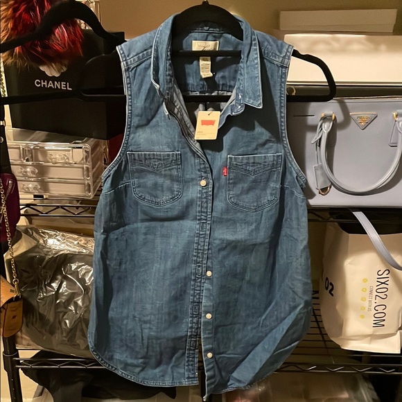 Levi's Tops - Levi’s Sleeveless Denim Button-Front Shirt - Blue
